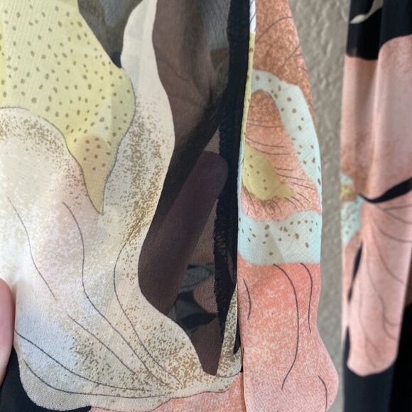 Lulus Maxi Dress XS Black Wondrous Water Lilies Floral Long Sleeve Boho resort - Picture 13 of 16